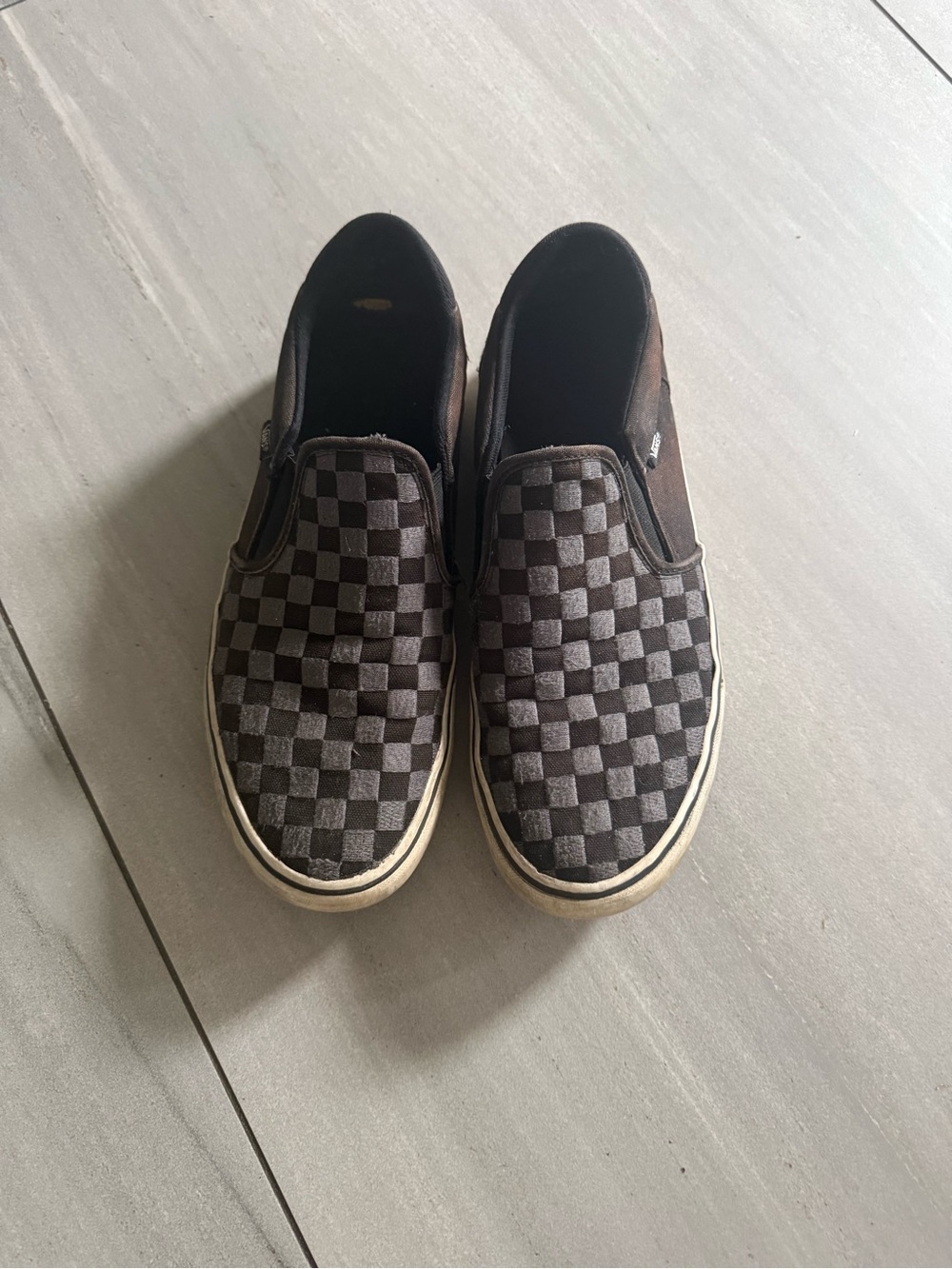 Vans Men's Checkerboard Slip-On Canvas Shoes - Black/Grey